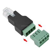 Adaptateur de borne à vis Globaltone, connecteur Ethernet RJ11 6P4C mâle vers 4 broches AV, plastique et métal noir et vert, modèle JT1281-1