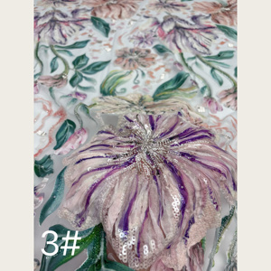 Tessuto in Tulle Ricamato G4001 con Paillettes Floreali 3D, Design a Taglio, 8 Colori per Accessori Abiti da Sposa per Ragazze - Product Image 3