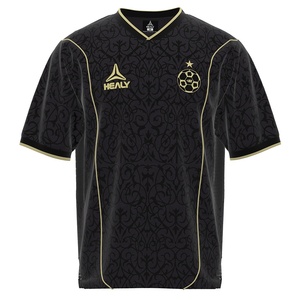 Maglia da <span class=keywords><strong>Calcio</strong></span> Personalizzabile HEALY per Uomo, Stile Retrò Rosso e Nero, Logo con Stampa Digitale Vintage, 100% Poliestere, Abbigliamento Sportivo - Product Image 6