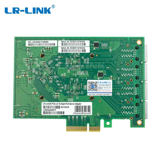 Сетевая карта PCI Express x4 Gigabit 8-port RJ45 Ethernet на основе чипсета Intel I350