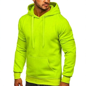 Sweat-shirt à capuche en polaire pour homme Long Mission Industry, vert lime, coupe classique, décontracté, avec poche avant, respirant - Product Image 4