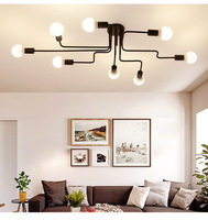 Lampe suspendue LED rétro E27, style Art déco moderne, en fer forgé, multi-bras, pour la décoration du plafond du salon
