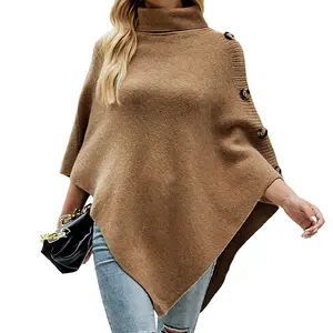 GEERDENG moda autunno inverno caldo di alta qualità confortevole maglione mantello scialle all'ingrosso lavorato a maglia cavo Poncho mantelle per le donne