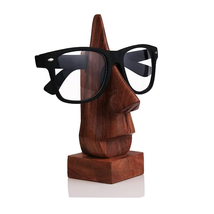 Support d'affichage de lunettes de lunettes en forme de nez en bois de Sesham fait à la main classique décoratif pour la maison et le bureau