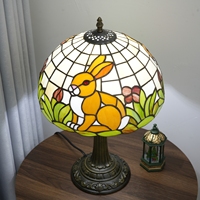 Lampe en verre teinté de 12 pouces, lampe de chevet en forme de lapin de Pâques pour chambre à coucher, salle à manger, salon, décoration rétro pour la maison, cadeau pour enfant