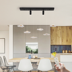 Lampada a sospensione a LED dimmerabile 34W, moderno lampadario a 6 foglie <span class=keywords><strong>con</strong></span> <span class=keywords><strong>faretti</strong></span>, pensile regolabile per cucina a isola, sala da pranzo - Product Image 4