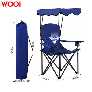 Silla de Camping Woqi con Toldo, Plegable, Reclinable, Marco de Aluminio, Tela Oxford Azul, para Jardín, Playa y Exteriores - Product Image 3