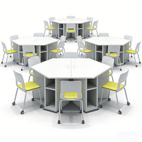 Chaise d'école et table ronde personnalisables avec LOGO, différentes couleurs, table collaborative, table et chaise de classe, mobilier scolaire