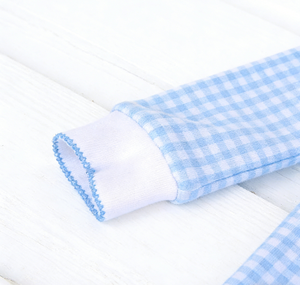 Ensemble de pyjamas en vichy bleu pour bébés garçons, mode de Pâques, vêtements de nuit pour enfants personnalisés - Product Image 5