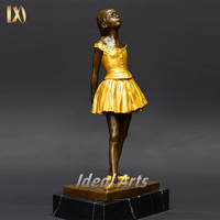 Statue de ballerine en bronze sculptée à la main grandeur nature pour jardin, décoration de patio, sculpture de danseuse de ballet