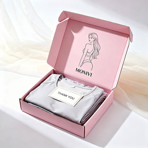 Boîte d'emballage en papier personnalisée rose pour sous-vêtements féminins, boîte d'expédition en carton ondulé, boîte pliante pour vêtements de vente au détail, boîte cadeau pour envoi postal - Product Image 1