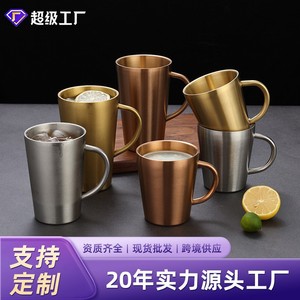 Stainless Steel Water Mug Gold Color With Handle Straight Cup For Coffee Tea Juice Beverage Party Use - Product Image 5