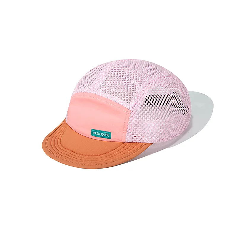 [Free Folding] Custom logo Mesh 5 Panel Breathable Sports Hat Foldable Quick Dry Gorras Soft Foldable Running Camp Hats