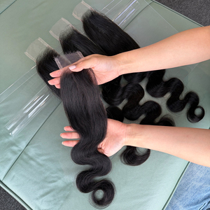 Venta al por mayor de cabello humano virgen brasileño 100% real de 14, 16 y 18 pulgadas, onda natural, cierre HD 2x6, aspecto natural - Product Image 6