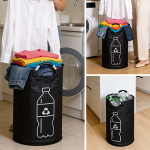 <b>Recycling</b> <b>Bin</b> Cylindrical 82L Plastic Bottle <b>Storage</b> Indoor Use Geometric Pattern - Product Image 4