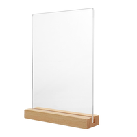 Porte-affiche acrylique de haute qualité avec Base en bois clair Menu présentoir porte-affiche pour porte-affiche de table à la maison