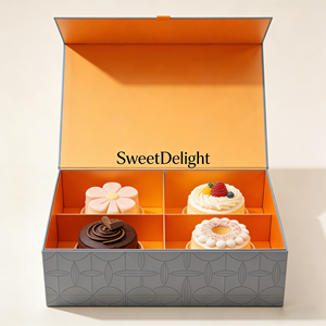 Коробка для торта из жесткого картона с золотой фольгой, экологичная, с магнитной застежкой, матовая ламинация, для подарков на свадьбу, день рождения, десерты - Product Image 2