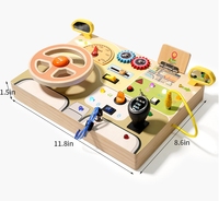Tableau d'Activités Montessori en Bois Personnalisable avec Lumière LED, Volant Analogique et Circuit, Jouet Sensoriel pour Bébés, Tout-Petits, Garçons et Filles