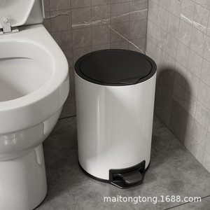 Poubelle de toilette grande capacité 12L en acier inoxydable à commande au pied avec couvercle, idéale pour le salon, la salle de bain et la cuisine. - Product Image 2