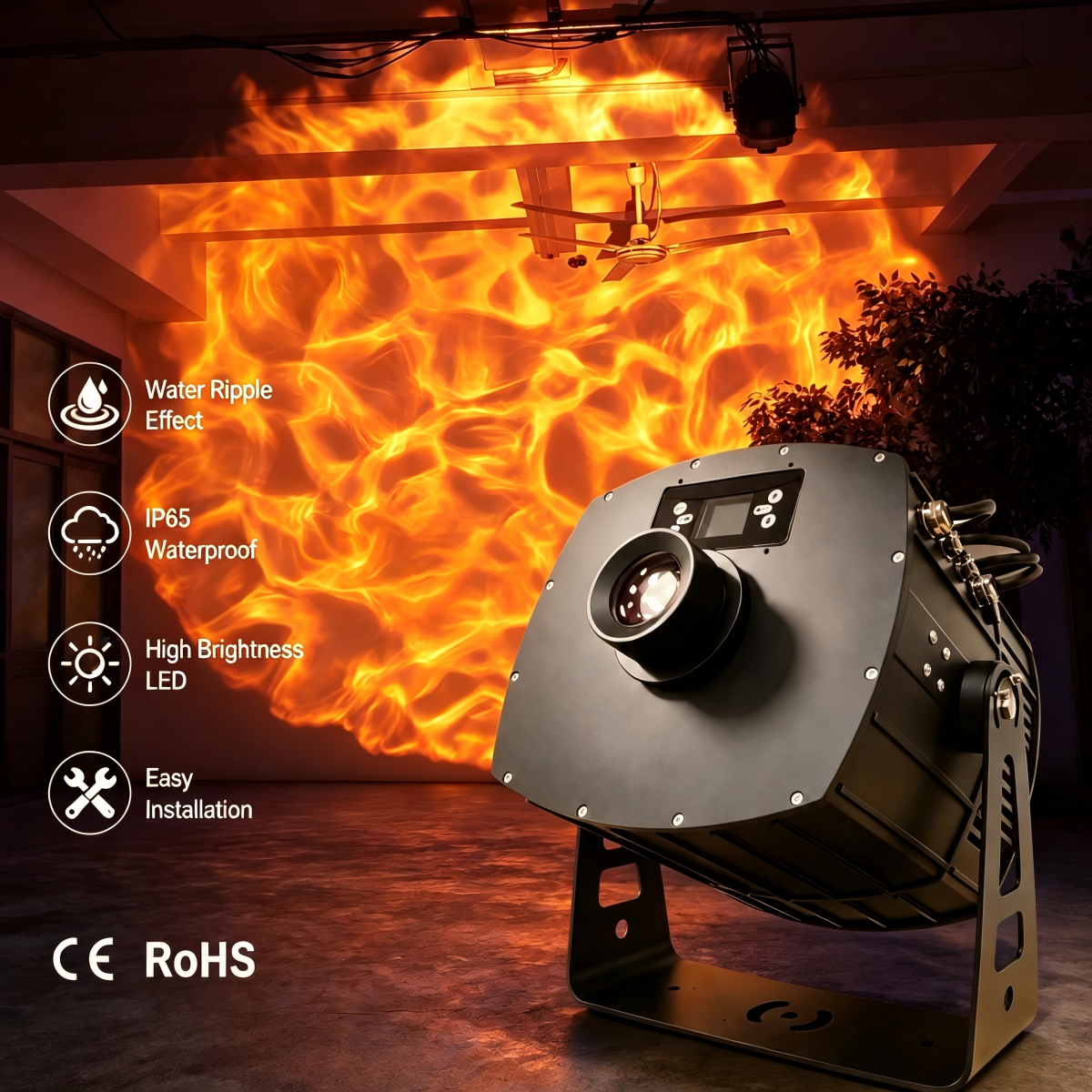 Create Stunning Outdoor Advertising Lights with 300W IP65 LED Water Ripple Projector for Pools Gardens & Landscapes
