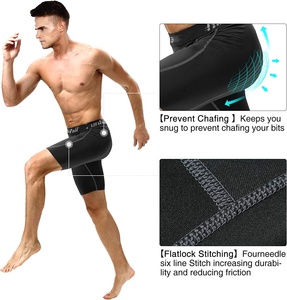 Sports Core Baselayer <span class=keywords><strong>pantaloncini</strong></span> a compressione da uomo Black Boxer inguine Guard Support MMA Running Fitness Gym Training Short Tight - Product Image 4