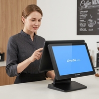 Sistema POS LIVERDOL con Pantalla Táctil Capacitiva de 15 Pulgadas, Windows 10, Opción de Pantalla Dual, Terminal de Punto de Venta de Alta Gama, Metálico