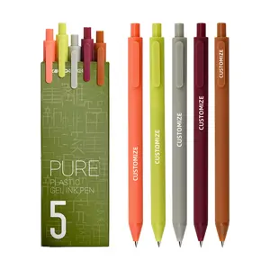 Kaco Custom Gel Inktpennen Pure Intrekbare Hervulbare Landelijke Kleur 0.5Mm Fijn Punt 5 Kleuren Set Gekleurde Inkt Morandi Ii