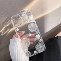 Bling fleur blanche Design PC coque de téléphone pour iPhone 15 14 Pro Max accessoires de téléphone portable coque de téléphone portable
