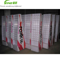 Présentoirs et étagères de sol en acrylique transparent légers et personnalisés pour supermarchés, marque VINO