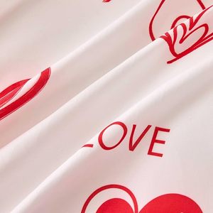 Trái Tim Duvet Cover Set Nữ Hoàng Kích Thước Màu Đỏ Hồng Trái Tim In Trên Trắng 3 Pcs Mềm Mại Nhẹ Bộ Đồ Giường Thoáng Khí Thiết Lập - Product Image 4