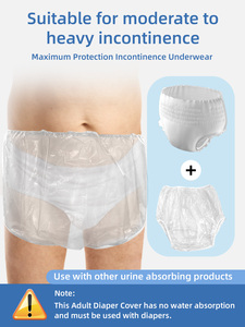 Aidingcare Sous-vêtements d'incontinence Couches pour adultes pour femmes Grandes couches jetables Pantalons en plastique transparent en vinyle - Product Image 2