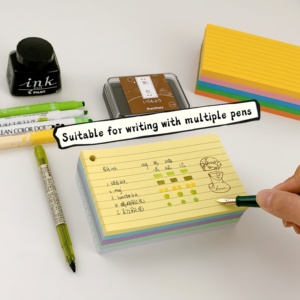 การ์ดแฟลชสีสันสดใส ขนาด 3x5 นิ้ว สำหรับโรงเรียน มหาวิทยาลัย บ้าน สำนักงาน ใช้จดบันทึก <span class=keywords><strong>ราย</strong></span>การสิ่งที่ต้องทำ การ์ดแบบมีรูเจาะพร้อมเส้นบรรทัด สำหรับการเรียนและการจัดเก็บข้อมูล พร้อมห่วงคล้อง - Product Image 4