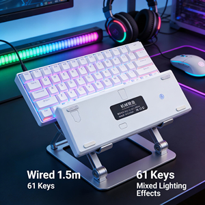 LED Backlit Mechanical <strong>Gaming</strong> <strong>Keyboard</strong> Wired USB Type-C Interface Plug and Play 61-Key Mini <strong>White</strong> <strong>Keyboard</strong> - Product Image 1