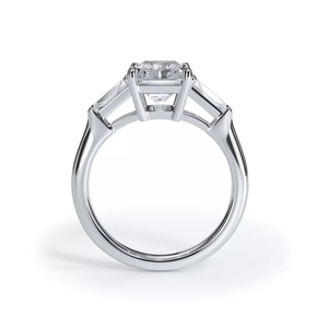 Anillo de compromiso con diamante de corte radiante de 2 quilates, oro blanco de 14K, estilo clásico, piedras laterales en forma de baguette, certificado IGI, joyería para mujer. - Product Image 3