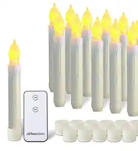 10pack Christmas Flameless LED Taper Candle Battery Operated Candle Flickering LED Candle with Warm Light