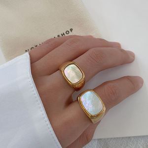 מודרניסטי 18K זהב שמנמן לבן מעטפת עבה הצהרת טבעות סיגר להקת טבעת עבור נשים מינימליסטי תכשיטים - Product Image 4