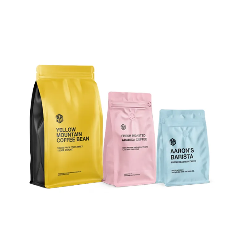 Impression personnalisée de 12Oz, Valve unidirectionnelle, produits de séchage de thé, café de qualité alimentaire, emballage en vrac d'imprimante, sacs de café pour sacs de café moulu