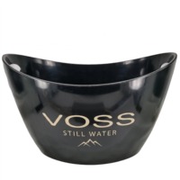 Seau à glace rond en plastique PS pour bar, fête, mariage, grande capacité 4L/8L, poignée durable, base antidérapante, logo/couleur personnalisés