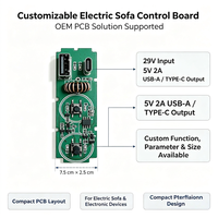 Module PCBA de commande pour canapé électrique, entrée 29V, sortie USB-A Type-C 5V 2A, système de charge sans fil pour canapé inclinable ODM