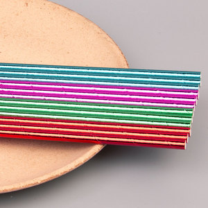 25 pailles en papier biodégradables jetables, pailles en papier couchées et dorées colorées, pâtisseries de fête, pailles décoratives pour boissons - Product Image 5