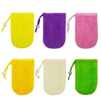 Sac de savon en nylon éponge maille africaine personnalisé sac de savon exfoliant pour gommage de douche pochette économiseur de savon exfoliant sac à récurer pour le corps