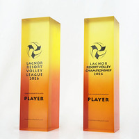 Trophées personnalisés en cristal orange dégradé, prix de la innovation technologique, design technologique, MH-J0563