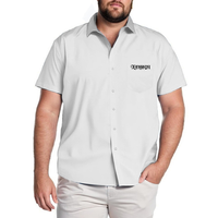 Grosir kemeja bisnis pria lengan pendek, baju atasan longgar kasual kerah lipat dengan saku ukuran besar