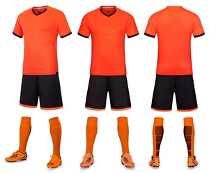Conjunto de Camiseta de Fútbol Azul para Hombre, Cuello en V, Manga Corta, Poliéster que Absorbe la Humedad, Uniformes para Adultos, Todas las Temporadas, Servicio OEM Personalizado - Product Image 5