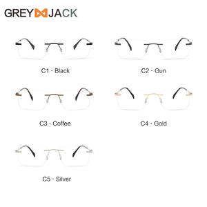 Monturas de gafas sin montura Grey Jack, montura mediana de aleación metálica, gafas ópticas de negocios para hombre con bordes biselados para uso con miopía - Product Image 3