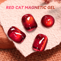 UR SUGAR Gel magnétique automne hiver chat rouge marque privée couleur cerise ongles gel yeux de chat scintillant