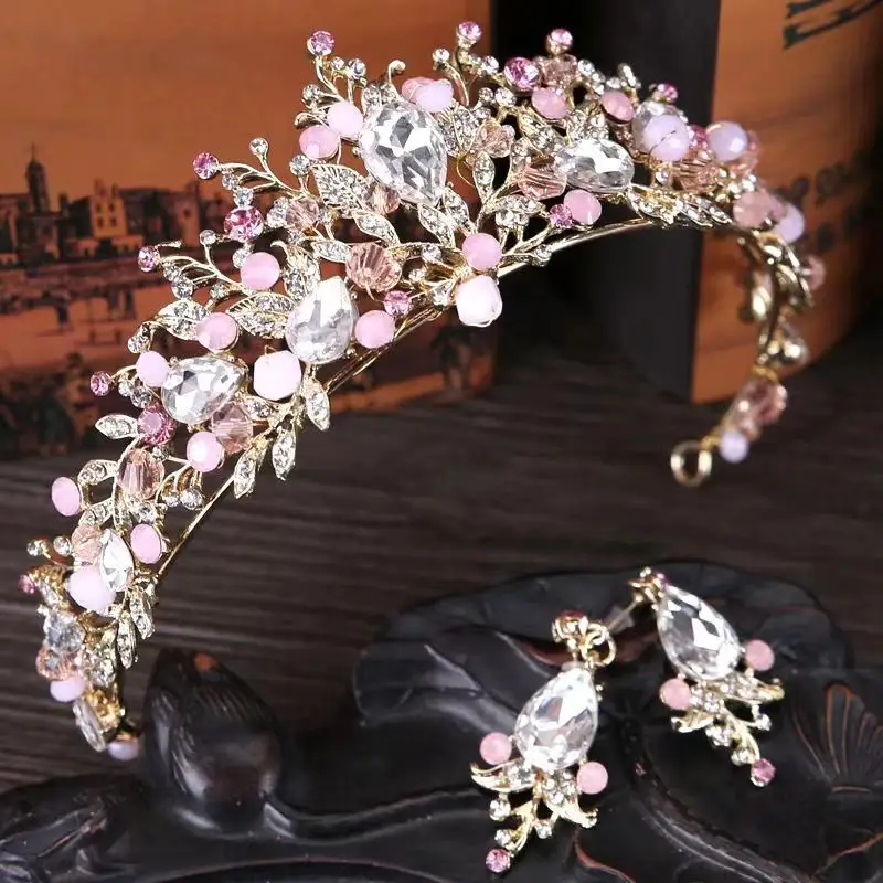 Coronas de desfile grandes de cristal hechas a mano coreanas, corona de boda elegante con diamantes de imitación para novia, mano de obra fina, accesorios para el cabello de novia