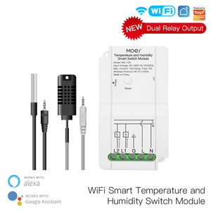 Moes Tuya WiFi Interruptor inteligente de temperatura y humedad Sensor Remoto inalámbrico Salida de relé dual Alexa Google Home - Product Image 2