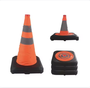 Cône de signalisation pliable avec bande réfléchissante – Tissu Oxford et base en caoutchouc, hauteur 700 mm pour la sécurité routière et le contrôle du trafic - Product Image 1