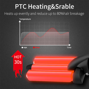 Professioneller <span class=keywords><strong>Salon</strong></span> Magic 3-Barrel Lockenstab Elektrisch Bestseller Rotierender Keramik-Titan Automatischer Lockenstab PTC-Heizung - Product Image 6